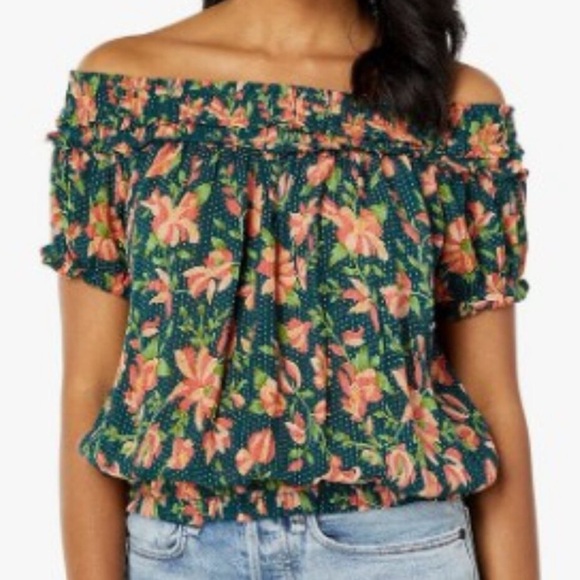 Free People Tops - Free People FP One Suki Floral Off-Shoulder Short Sleeve Blouse